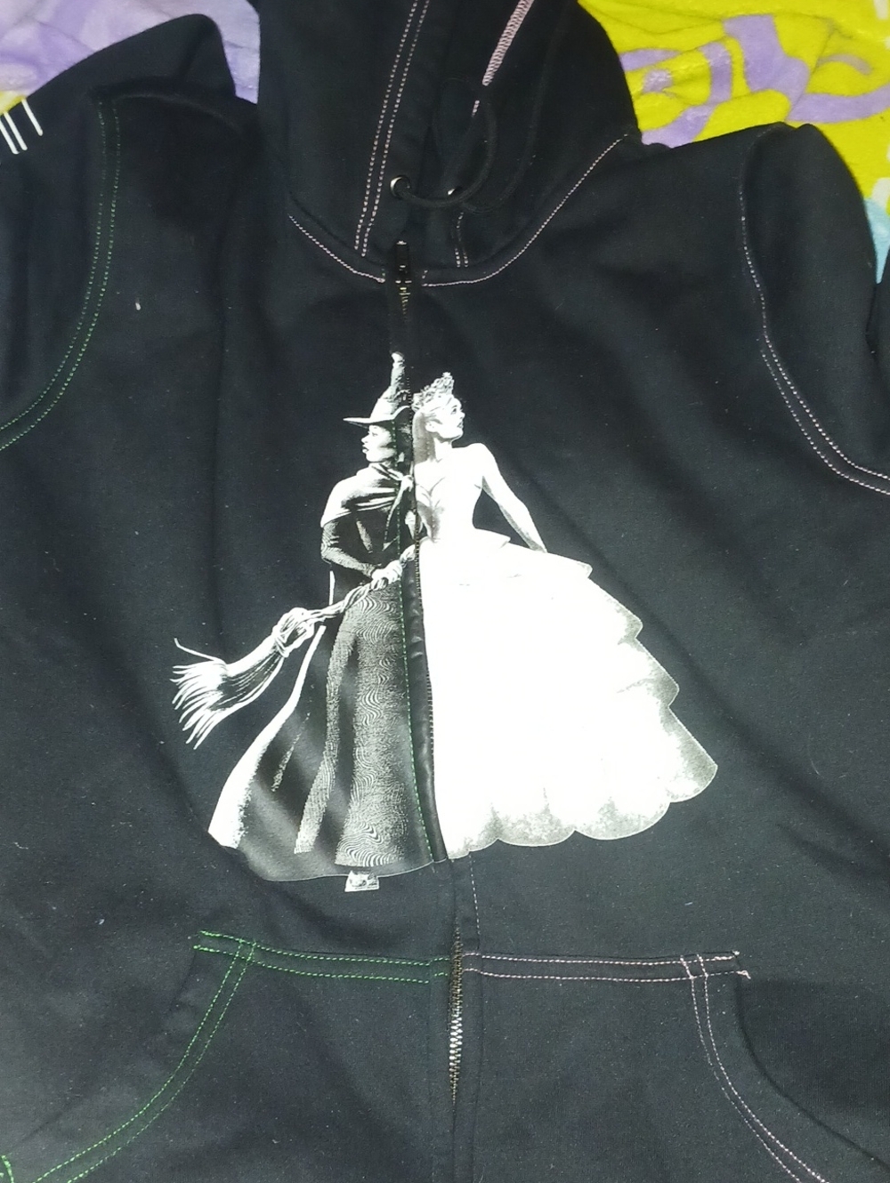 Hot Topic Black Zip-Up Hoodie with White Graphic
